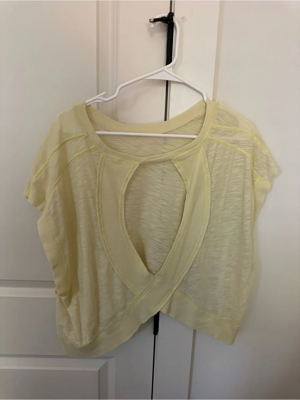 Free People Pale Yellow Short Sleeve Boxy Tee